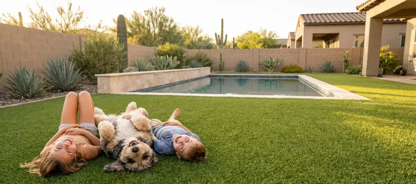 Clean fresh Tucson backyard ready for dogs and people